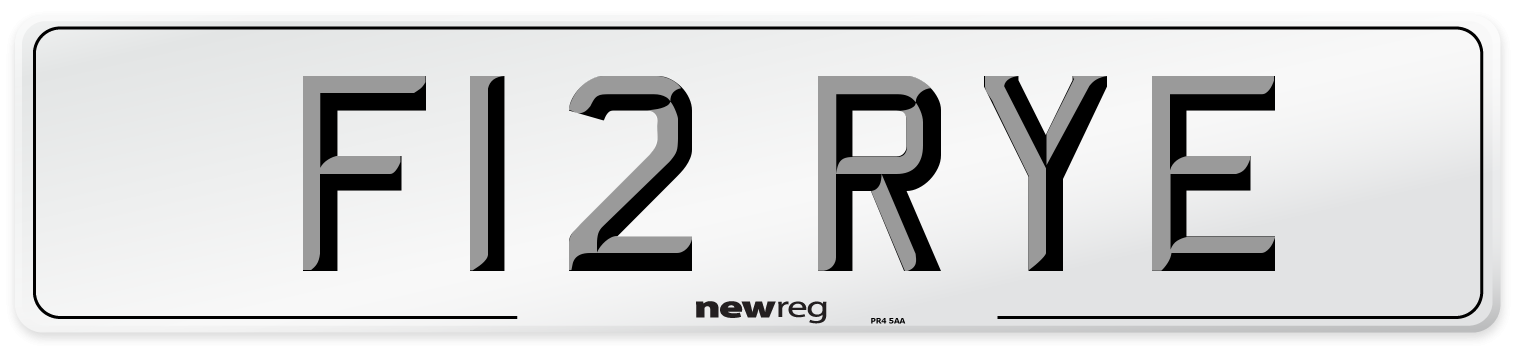 F12 RYE Number Plate from New Reg